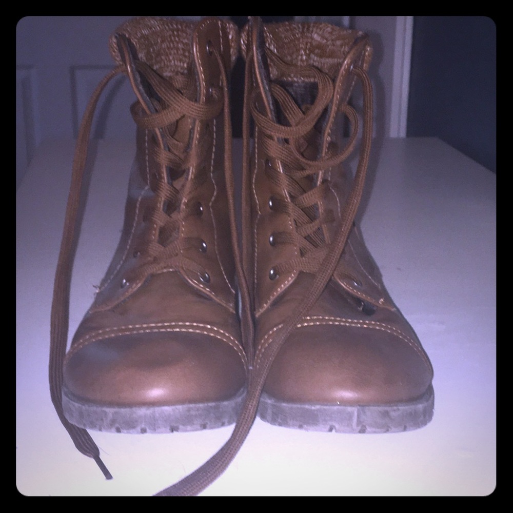 Brown combat boots